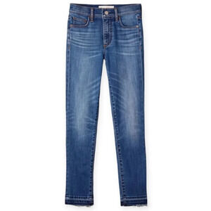 Aritzia Denim Forum Nico Mid Rise Skinny Crop Jeans Raw Hem Size 24